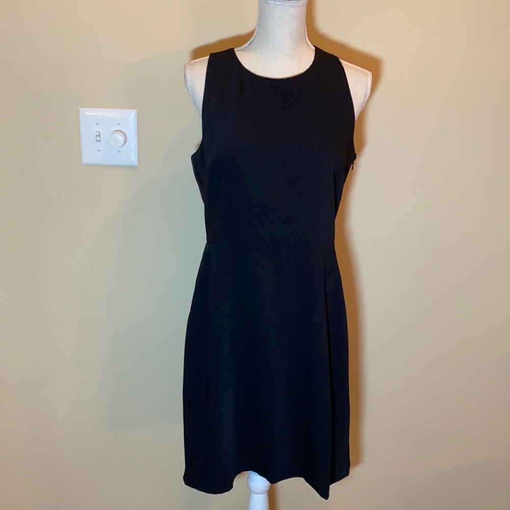 LOFT Cross Back Black Dress w Pockets